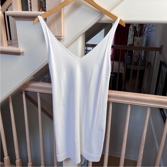 D. Exterior  V Neck Tank Mini Dress in White L NWOT - Picture 5 of 8